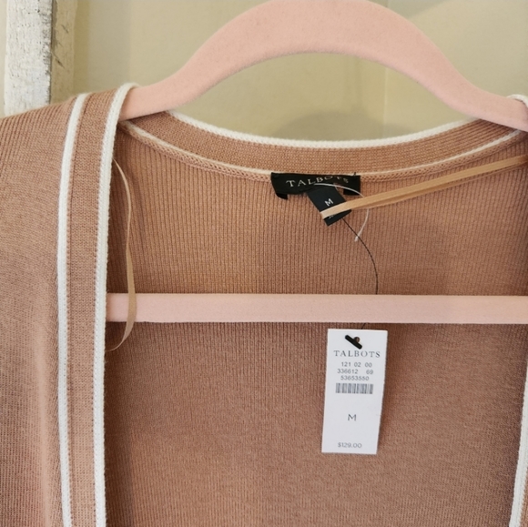 Talbots Cardigan Sweater NWT womens Medium long line open front double pocket - Picture 4 of 5